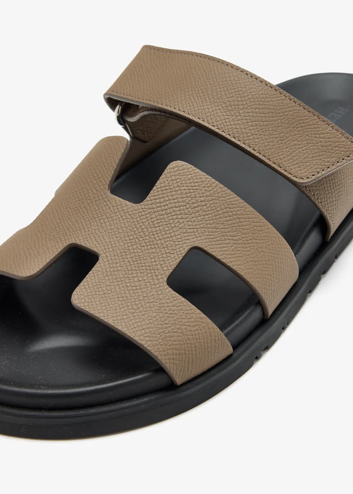 Hermès Chypre Sandal — Grey calf leather, H cut-out