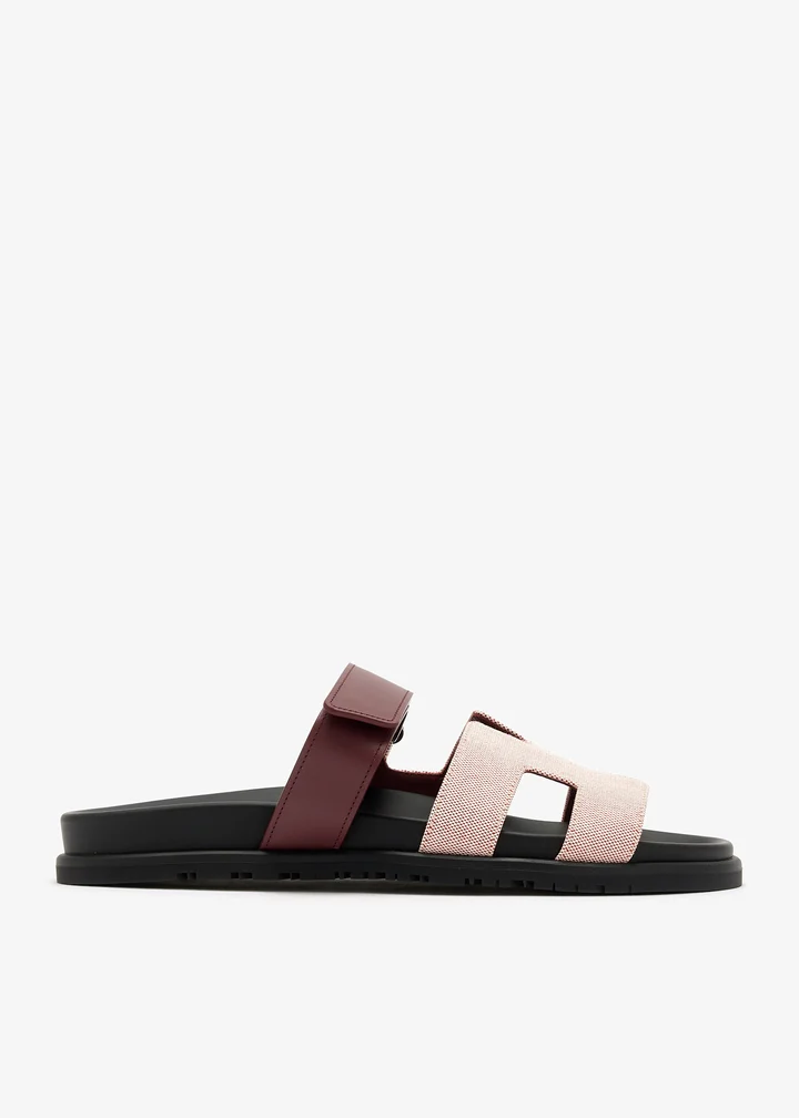 Hermès Chypre Sandal — Pink canvas and calfskin