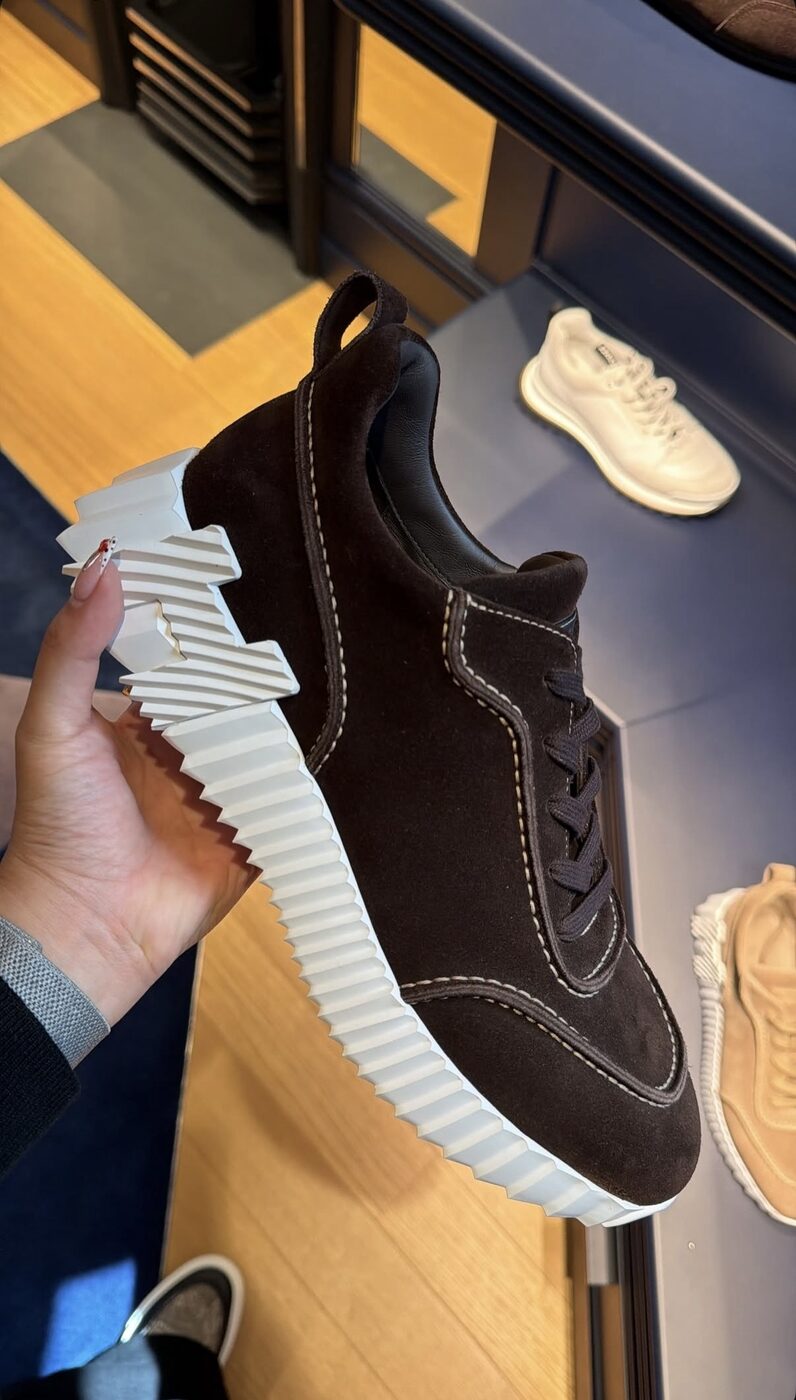Loro Piana Nuages Sneaker — Brown suede and leather