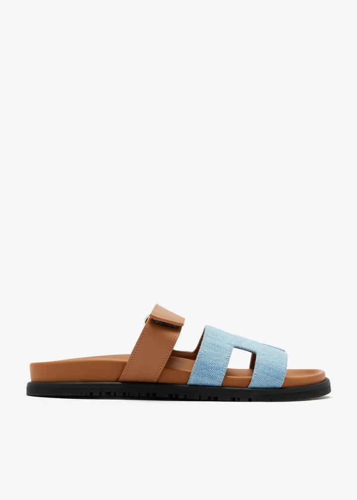 Hermès Chypre Sandal — Blue denim and calfskin