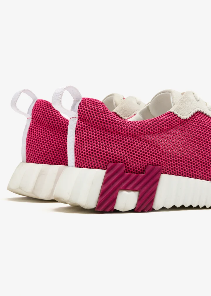 Hermès Bouncing Sneaker — Rose technical toile mesh, suede calfskin trims