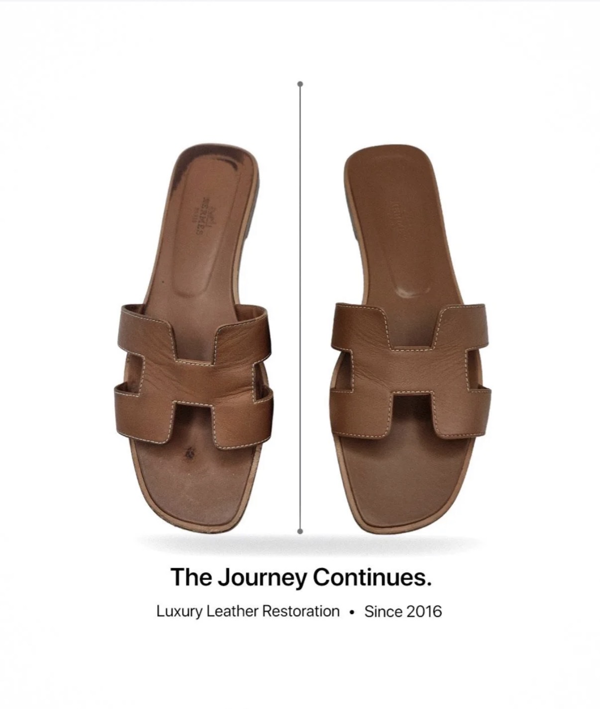 Tan leather sandals re-dyed and re-soled