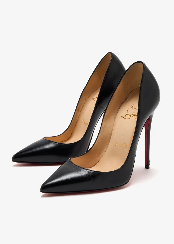 Christian Louboutin So Kate Pump — Black leather, pin-thin stiletto