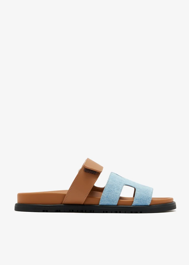 Hermès Chypre Sandal — Blue denim and calfskin